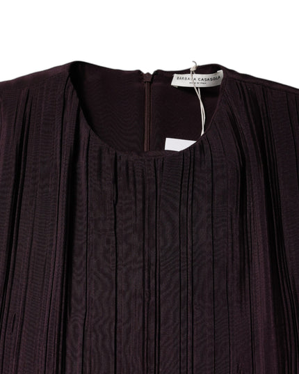 Barbara Casasola Brown Silk Short Sleeves Sheath Maxi Dress