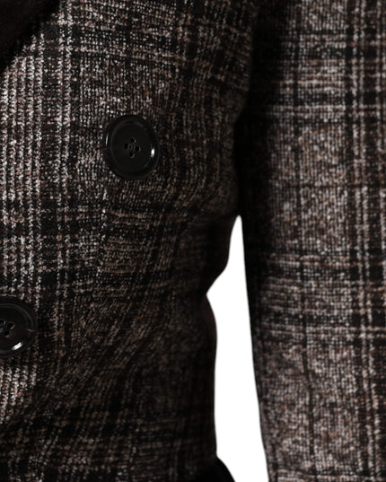Dolce & Gabbana Brown Plaid Long Sleeve Cropped Coat Jacket