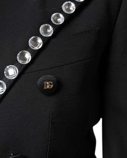Dolce & Gabbana Black Crystal Double Breasted Blazer Jacket