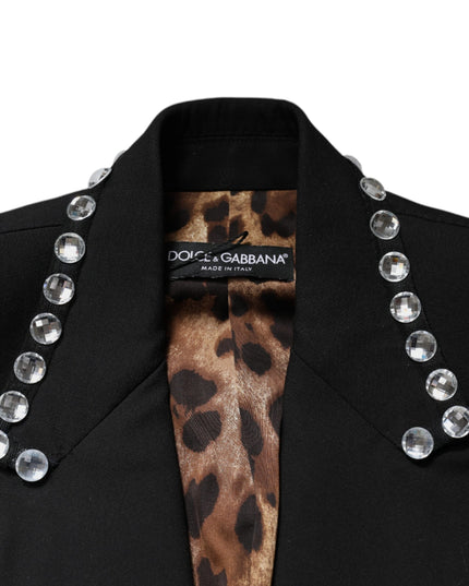 Dolce & Gabbana Black Crystal Double Breasted Blazer Jacket