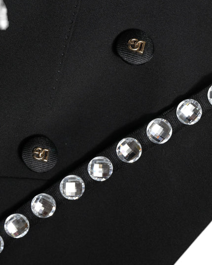 Dolce & Gabbana Black Crystal Double Breasted Blazer Jacket