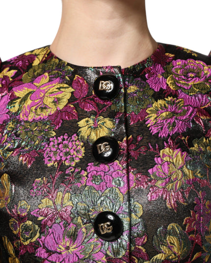 Dolce & Gabbana Multicolor Floral Jacquard Cropped Jacket