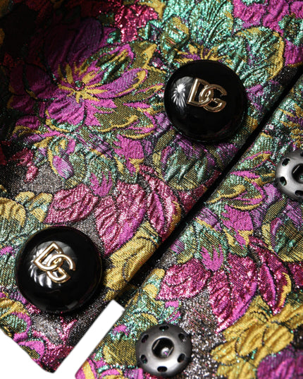 Dolce & Gabbana Multicolor Floral Jacquard Cropped Jacket