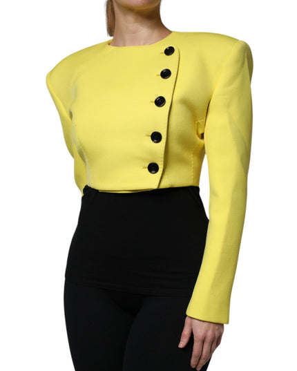 Dolce & Gabbana Lemon Yellow Wool Long Sleeves Cropped Coat Jacket