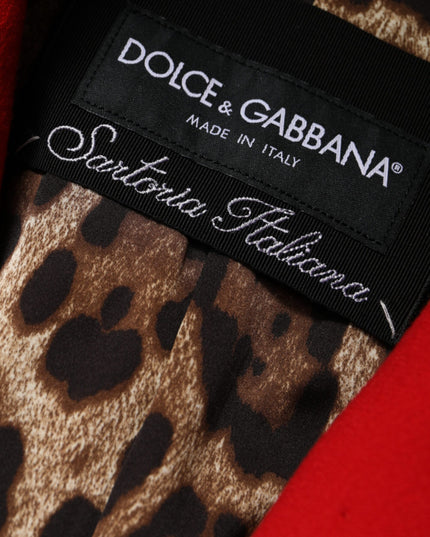 Dolce & Gabbana Red Jacquard Wool Women Trenchcoat Jacket
