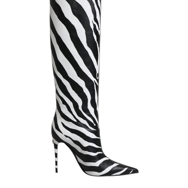 Dolce & Gabbana Black White Zebra Heels High Boots Shoes