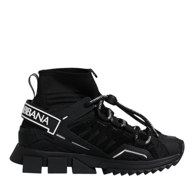 Dolce & Gabbana Black Sorrento Socks Logo Sneakers Shoes