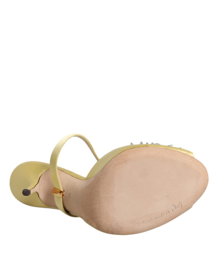 Dolce & Gabbana Yellow Crystal Slides KEIRA Sandals Shoes