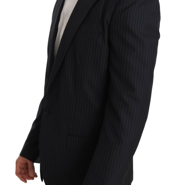 Dolce & Gabbana Gray Striped Wool Jacket Coat Slim Blazer