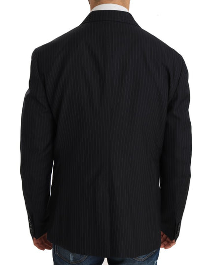 Dolce & Gabbana Gray Striped Wool Jacket Coat Slim Blazer