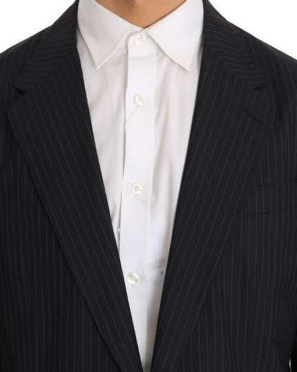 Dolce & Gabbana Gray Striped Wool Jacket Coat Slim Blazer