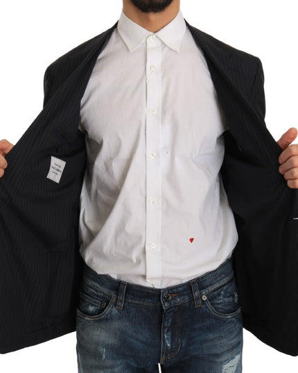 Dolce & Gabbana Gray Striped Wool Jacket Coat Slim Blazer