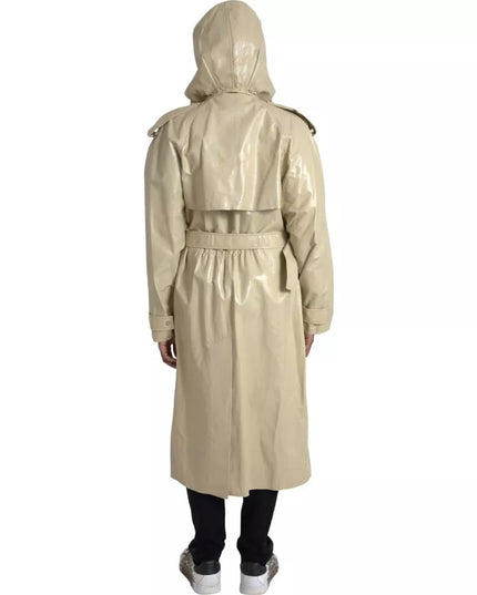 Bottega Veneta Beige Lambskin Leather Trench Coat Jacket