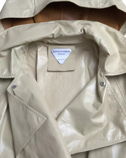 Bottega Veneta Beige Lambskin Leather Trench Coat Jacket