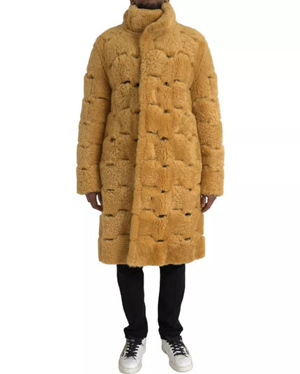 Bottega Veneta Yellow Wool Long Teddy Coat Jacket