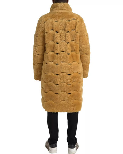 Bottega Veneta Yellow Wool Long Teddy Coat Jacket