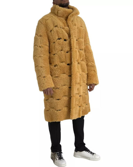 Bottega Veneta Yellow Wool Long Teddy Coat Jacket