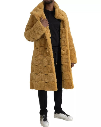 Bottega Veneta Yellow Wool Long Teddy Coat Jacket