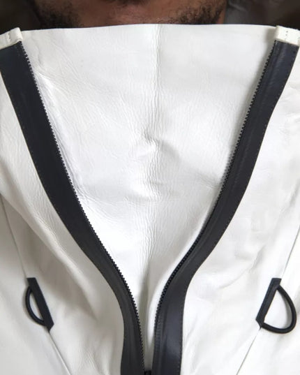 Bottega Veneta White Leather Men Waterproof Jacket Blouson