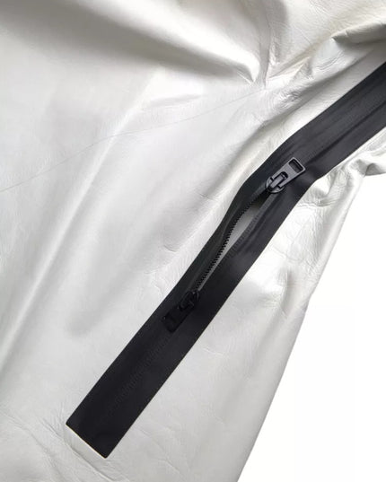 Bottega Veneta White Leather Men Waterproof Jacket Blouson