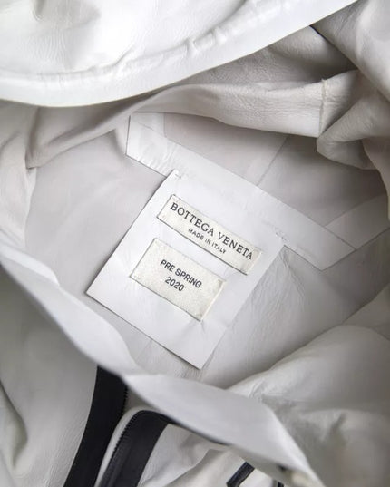 Bottega Veneta White Leather Men Waterproof Jacket Blouson