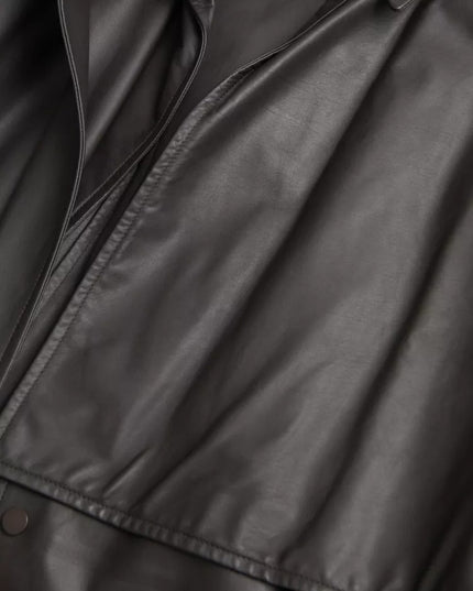 Bottega Veneta Black Leather Men Waterproof Trenchcoat Jacket