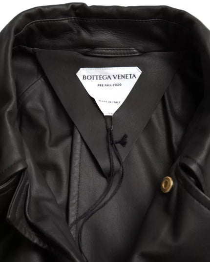 Bottega Veneta Black Leather Men Waterproof Trenchcoat Jacket