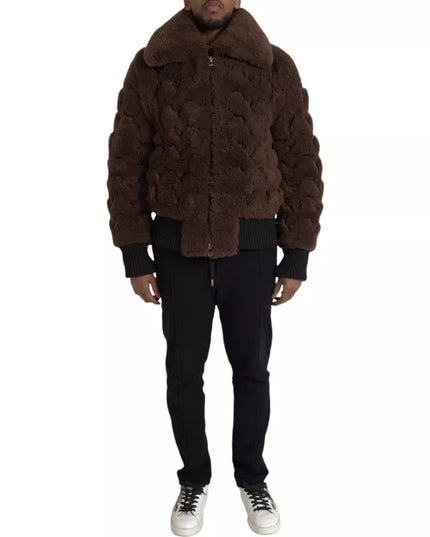 Bottega Veneta Brown Fur Lamb Shearling Coat Jacket