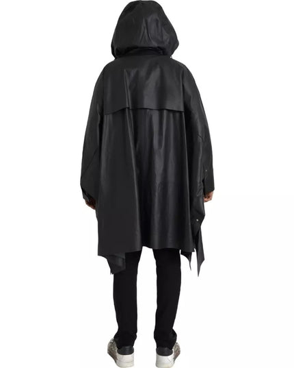 Bottega Veneta Black Leather Hooded Men Trenchcoat Jacket