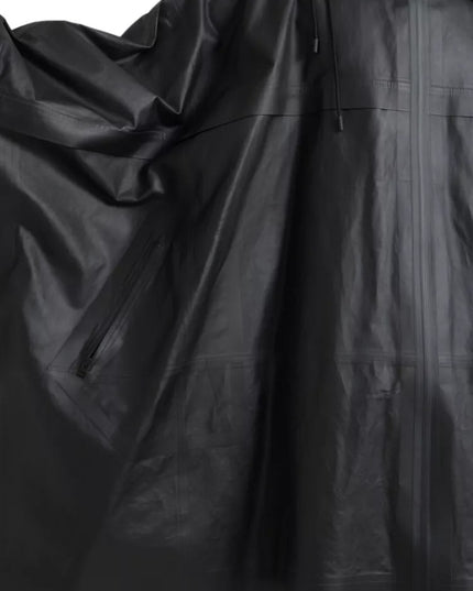 Bottega Veneta Black Leather Hooded Men Trenchcoat Jacket