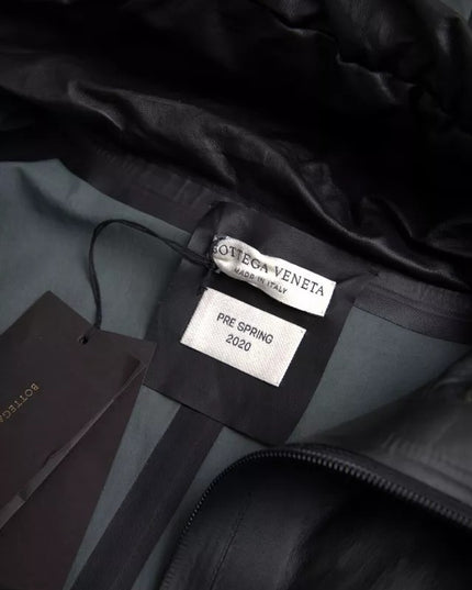 Bottega Veneta Black Leather Hooded Men Trenchcoat Jacket