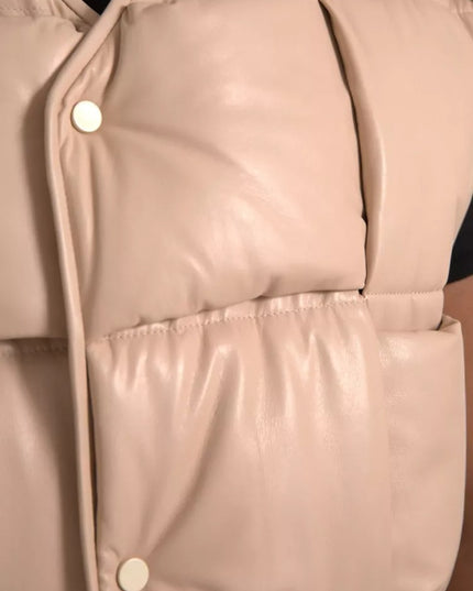 Bottega Veneta Beige Quilted Sleeveless Calf Leather Jacket