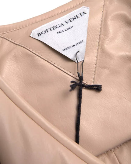 Bottega Veneta Beige Quilted Sleeveless Calf Leather Jacket