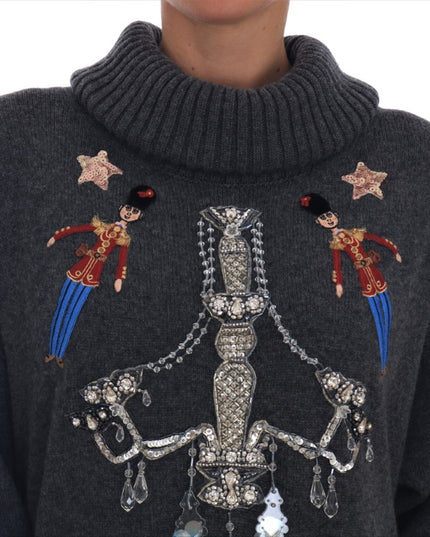 Dolce & Gabbana Fairy Tale Crystal Gray Cashmere Sweater