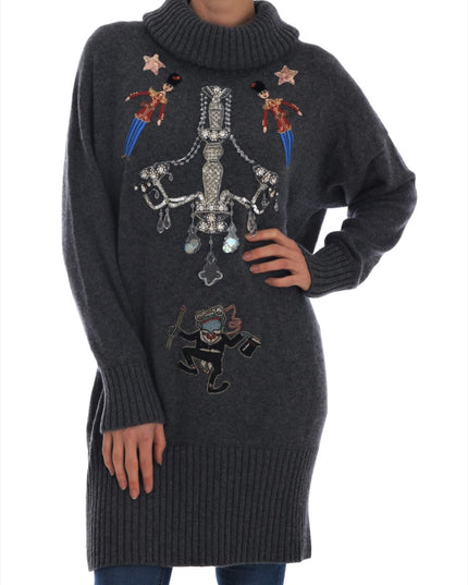 Dolce & Gabbana Fairy Tale Crystal Gray Cashmere Sweater