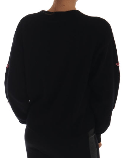 Dolce & Gabbana Fairy Tale Crystal Black Cashmere Sweater