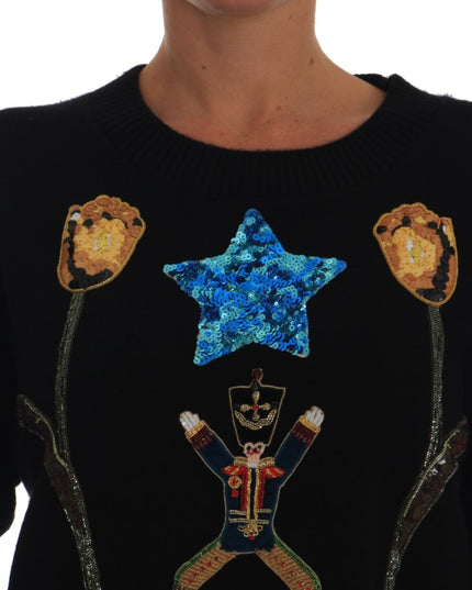 Dolce & Gabbana Fairy Tale Crystal Black Cashmere Sweater