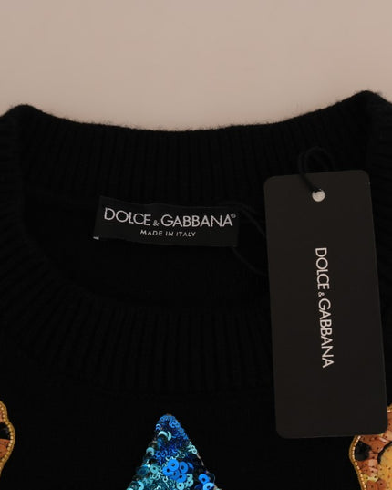 Dolce & Gabbana Fairy Tale Crystal Black Cashmere Sweater