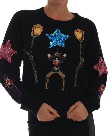 Dolce & Gabbana Fairy Tale Crystal Black Cashmere Sweater