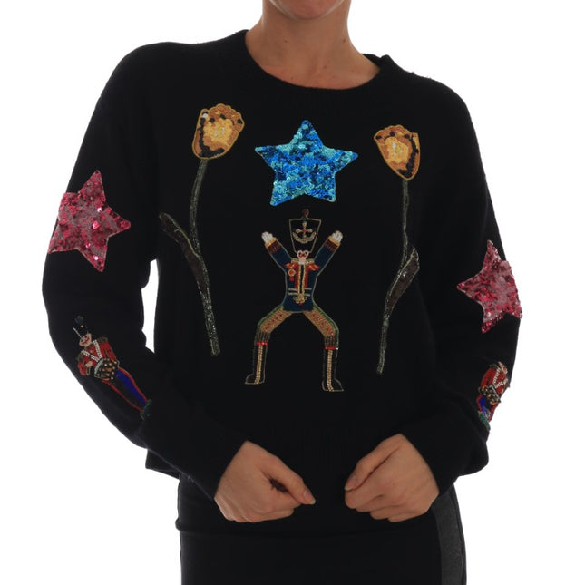 Dolce & Gabbana Fairy Tale Crystal Black Cashmere Sweater