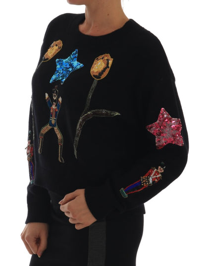 Dolce & Gabbana Fairy Tale Crystal Black Cashmere Sweater