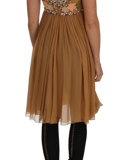 Dolce & Gabbana Crystal Silk Gold A-Line Gown Dress
