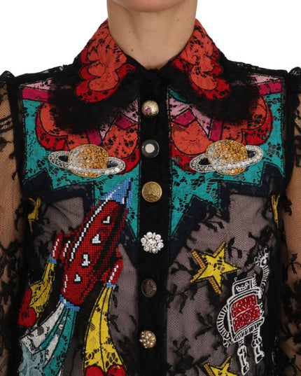Dolce & Gabbana Black Lace Crystal SPACE Shirt