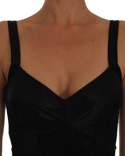 Dolce & Gabbana Romper Bodysuit Black Floral Stretch Dress