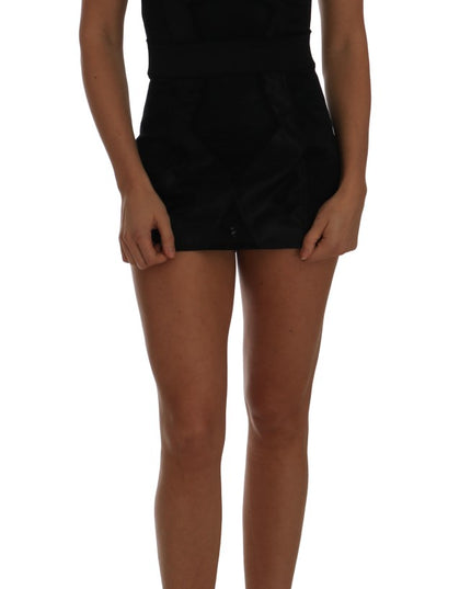 Dolce & Gabbana Romper Bodysuit Black Floral Stretch Dress