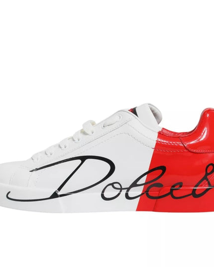 Dolce & Gabbana White Red Portofino Low Top Sneakers Shoes
