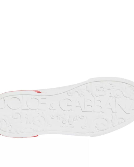 Dolce & Gabbana White Red Portofino Low Top Sneakers Shoes