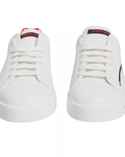 Dolce & Gabbana White Red Portofino Low Top Sneakers Shoes