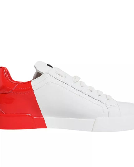 Dolce & Gabbana White Red Portofino Low Top Sneakers Shoes