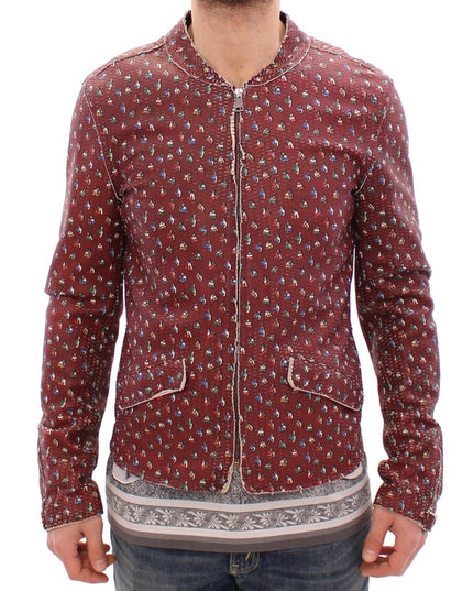Dolce & Gabbana Bordeaux Leather Boxer Print Jacket Coat